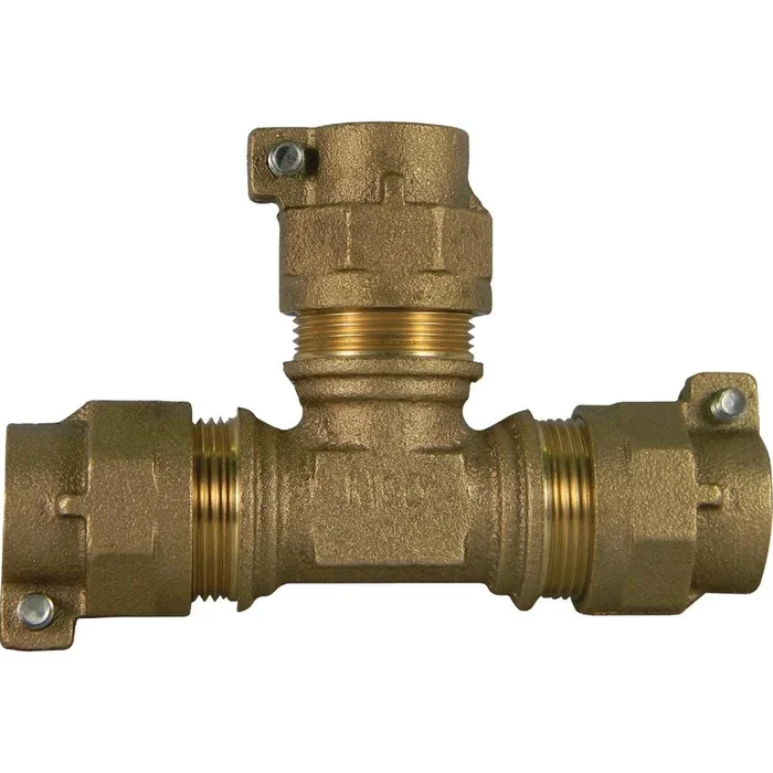 A Y McDonald 74760-22 3/4 In. CTS Polyethylene Pipe Brass Tee