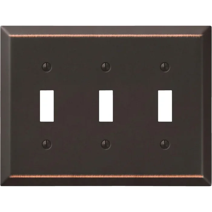 Amerelle 163TTTDB 3-Gang Stamped Steel Toggle Switch Wall Plate
