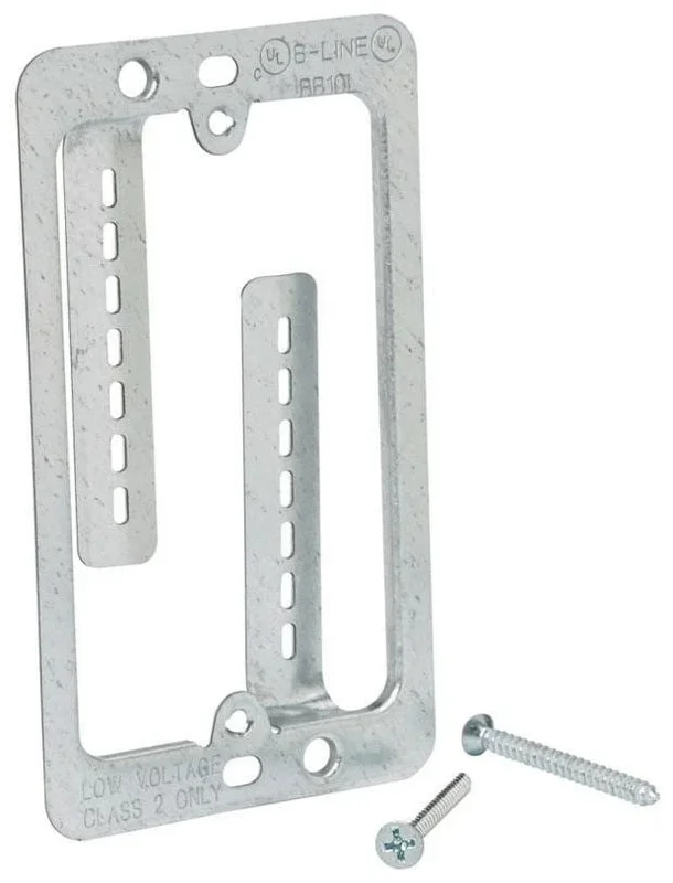 B-LINE BB10L Single Gang Faceplate Mounting Bracket for Low Voltage Applications, 1-1/4 Maximum Wall Thickness