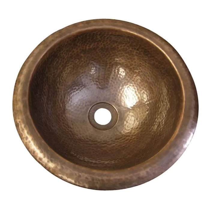 Barclay Aldo Round Self Rimming Basin , Hammered Antique Copper