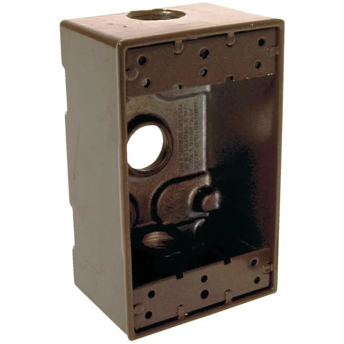 Bell 5320-7 HUB5320-7 Single Gang 1/2 In. 3-Outlet Bronze Aluminum Weatherproof Outdoor Outlet Box
