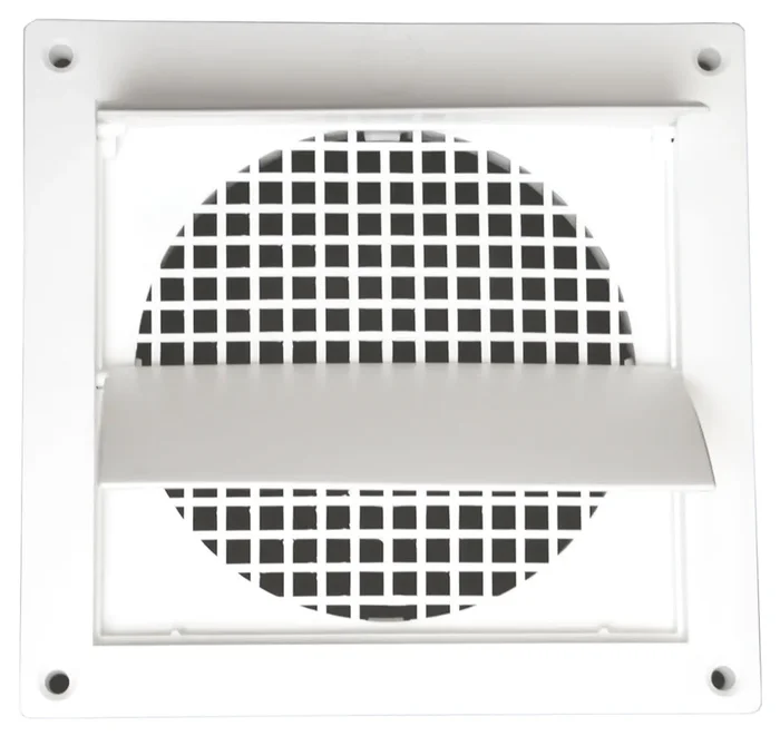 Builder’s Best 110839 6 Diameter White Molded Plastic Wall Vent Louvered Hood with Screen