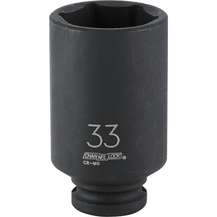 Channellock 302934 1/2 In. Drive 33 mm 6-Point Deep Metric Impact Socket