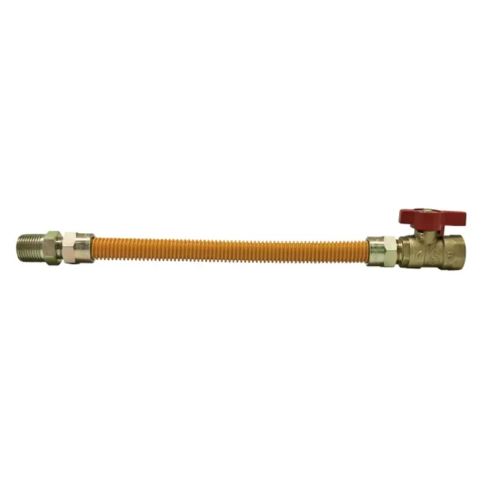 Easyflex EFGC-038-YE-1031-30 1/2 MIP x FIP(BV) – 30 Long Yellow Coated Gas Flex Connector