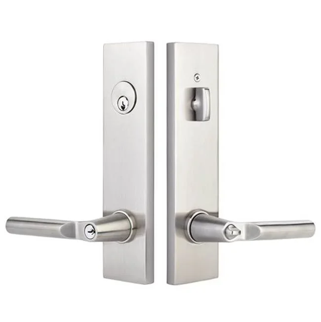 Emtek 2-PT Lock Key in Knb/Lvr Dbl Cyl, Modern Rectangular Plate, Helios Lever, LH, US15