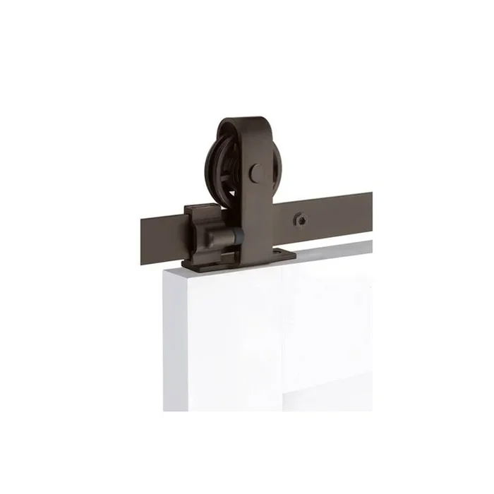 Emtek Barn Door, Classic, Top Mount, 5”, Spoked Wheel, Classic Fastener, US19, Double Door