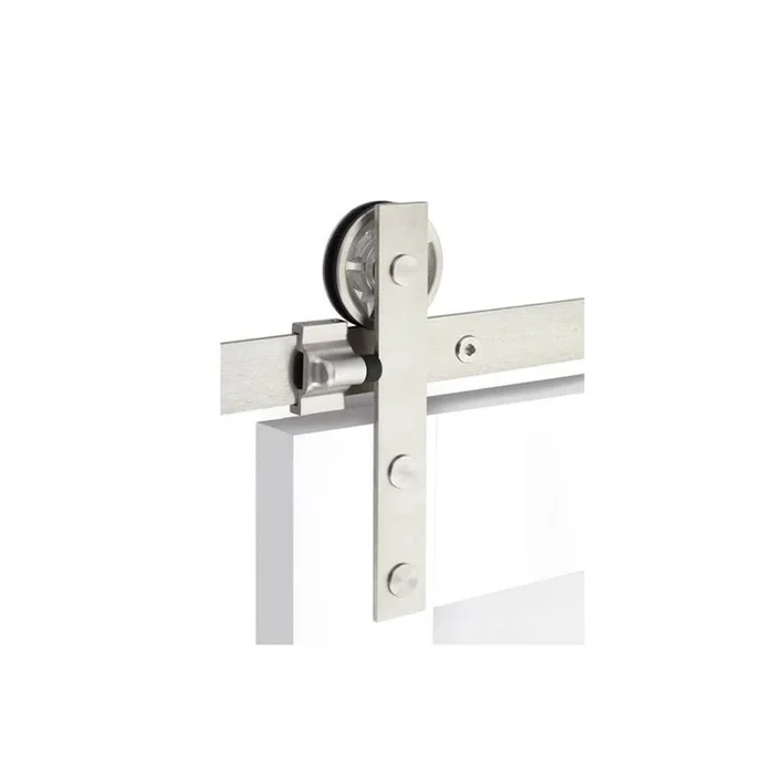 Emtek Barn Door, Modern Rectangular, Face Mount, 16”, Solid Wheel, Classic Fastener, SS