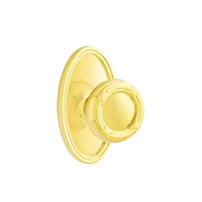 Emtek Concealed Fastener, Passage, Oval Rosette, Ribbon and Reed Knob, US3NL