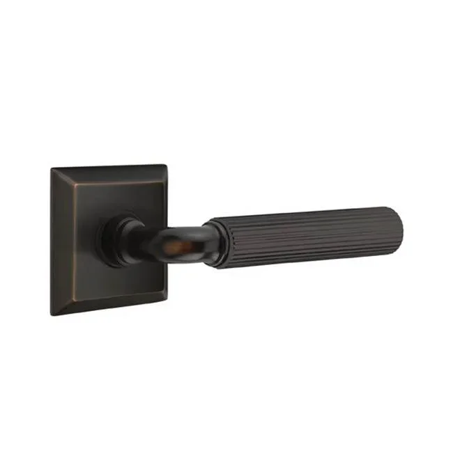 Emtek Concealed Fastener Passage, Quincy Rosette US10B, R-Bar Stem US10B, Straight Knurled Handle US10B