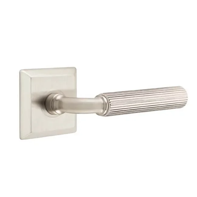 Emtek Concealed Fastener Passage, Quincy Rosette US15, R-Bar Stem US15, Straight Knurled Handle US15