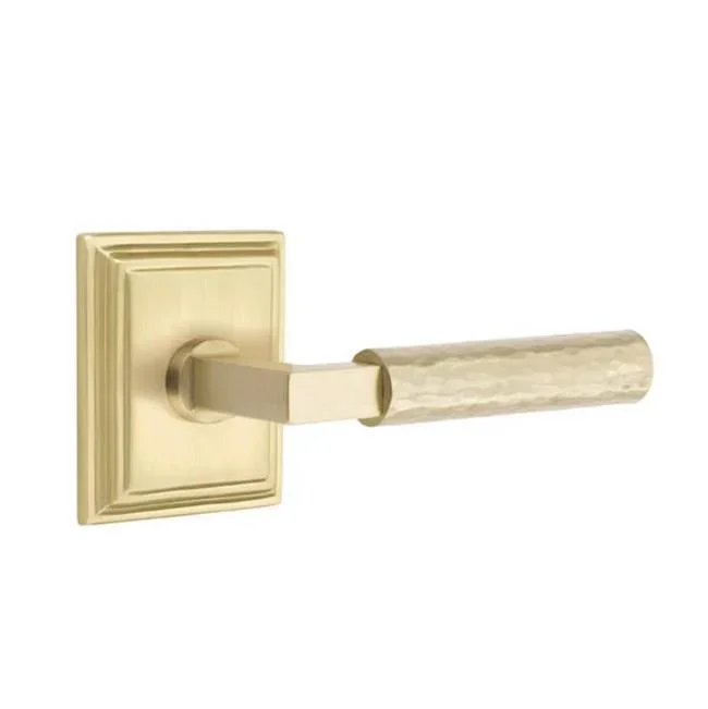 Emtek Concealed Fastener, Passage, Wilshire Rosette US4, L-Square Stem US4, Hammered Handle US4