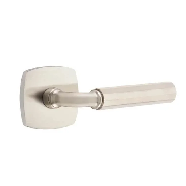Emtek Concealed Fastener Privacy, Urban Modern Rosette US15, R-Bar Stem US15, Faceted Handle US15