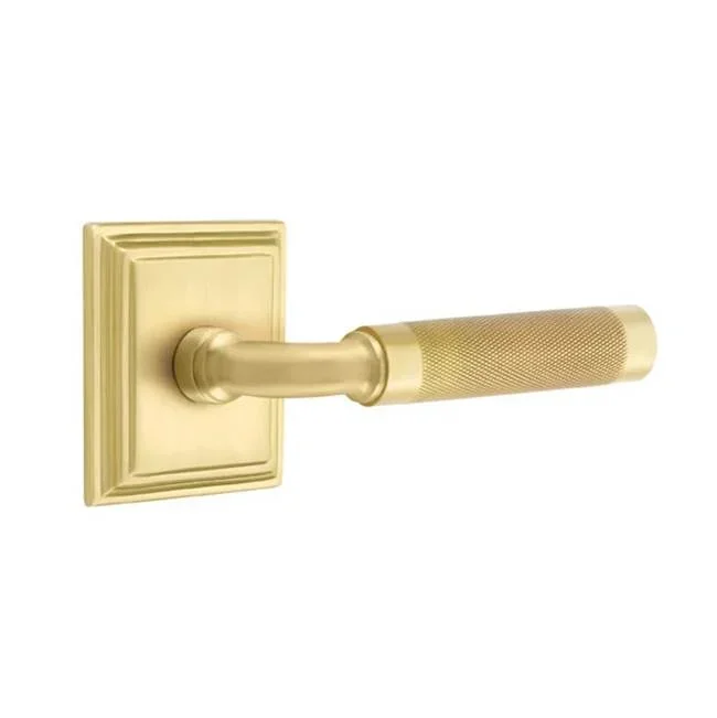 Emtek Concealed Fastener Privacy, Wilshire Rosette US4, R-Bar Stem US4, Knurled Handle US4