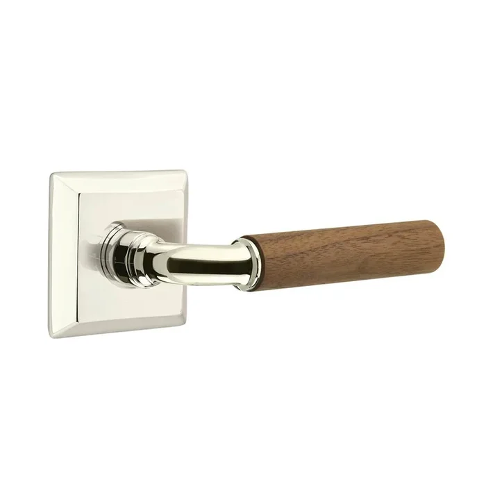 Emtek Concealed Fastener, Select Privacy, Quincy Rosette US14, R-Bar Stem US14, Dark Walnut Handle