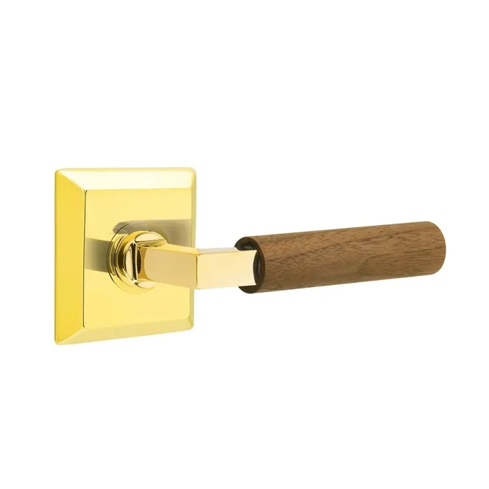 Emtek Concealed Fastener, Select Privacy, Quincy Rosette US3NL, L-Square Stem US3NL, Dark Walnut Handle