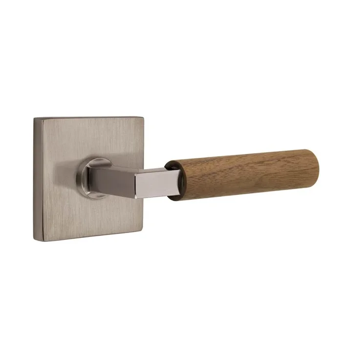 Emtek Concealed Fastener, Select Privacy, Square Rosette US15A, L-Square Stem US15A, Dark Walnut Handle