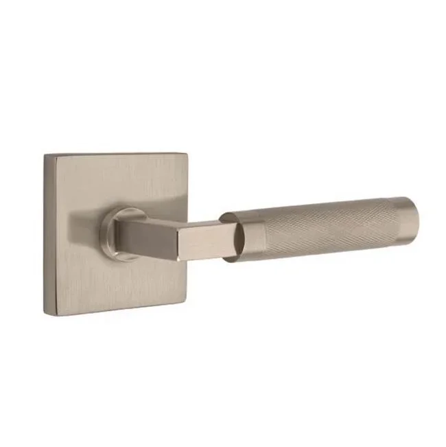 Emtek Concealed Fastener, Select Privacy, Square Rosette US15A, L-Square Stem US15A, Knurled Handle US15A