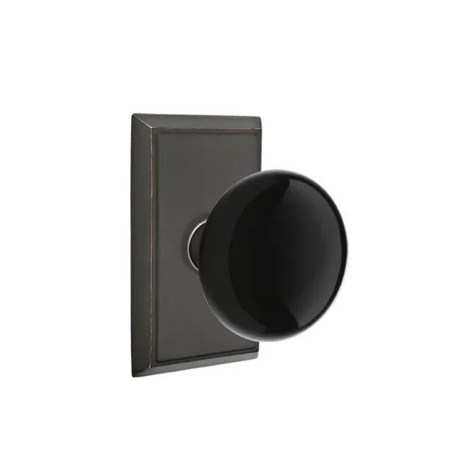 Emtek Concealed, Passage, Rectangular Rosette, Ebony Knob, US10B