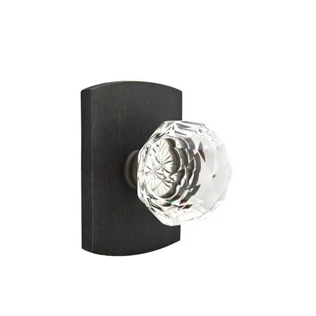 Emtek Concealed, Privacy, No.4 Rosette, Diamond Crystal Knob, MB