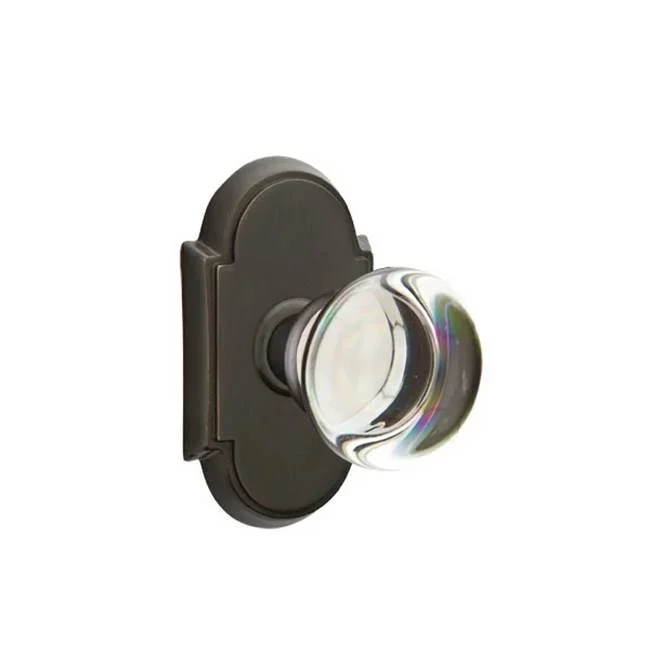 Emtek Concealed, Privacy, No.8 Rosette, Providence Crystal Knob, US10B