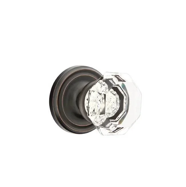 Emtek Concealed, Privacy, Regular Rosette, Old Town Clear Knob, US10B