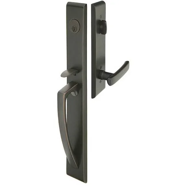 Emtek Dbl Cyl, Orion Tub Ent, Basel Lever, LH, US10B