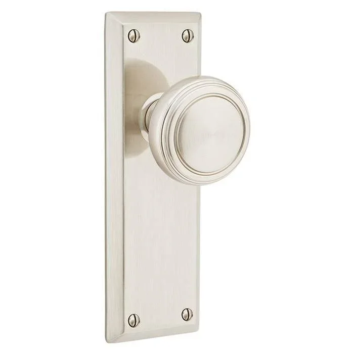Emtek Dummy Pair, Sideplate Locksets Quincy Non-Keyed 7-1/8”, Square Knob, US19