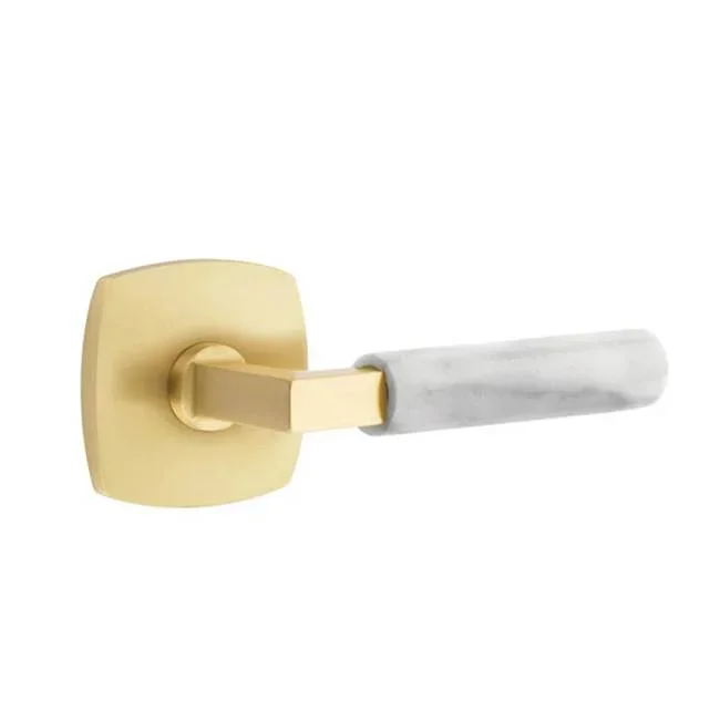 Emtek Dummy, Urban Modern Rosette US4, L-Square Stem US4, White Marble Handle