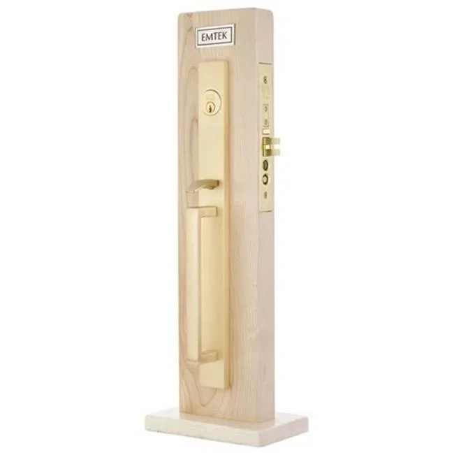 Emtek Entryset, F13, Adelaide Narrow Mortise, 2-3/4 Backset, Ribbon and Reed Lever, LH, US15