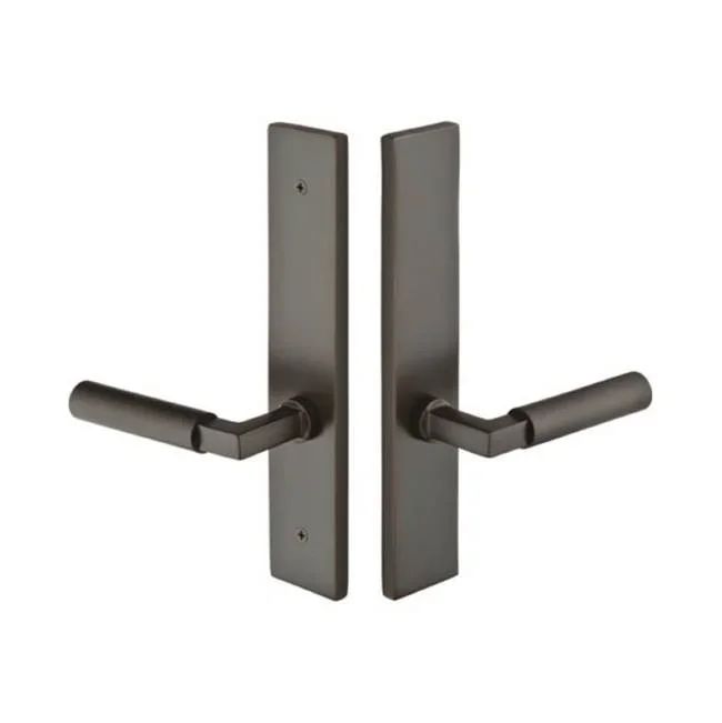 Emtek Multi Point C6, Non-Keyed Fixed Handle OS, Operating Handle IS, Modern Style, 2” x 10”, Stainless Steel Athena Lever, RH, SS