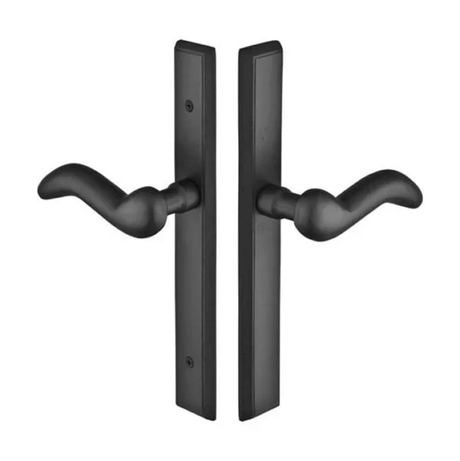 Emtek Multi Point C6, Non-Keyed Fixed Handle OS, Operating Handle IS, Rectangular Style, 1-1/2” x 11”, Aurora Lever, LH, MB