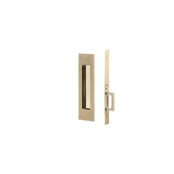 Emtek Passage, Knurled Narrow Modern Rectangular Pocket Door Mortise Lock, US3NL
