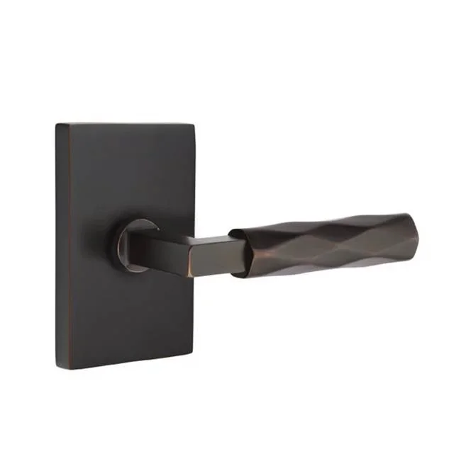 Emtek Passage, Modern Rectangular Rosette US10B, L-Square Stem US10B, Tribeca Handle US10B LH