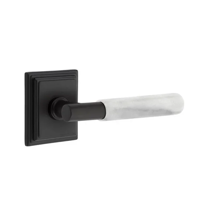 Emtek Passage, Square Rosette US4, T-Bar Stem US4, White Marble Handle, RH