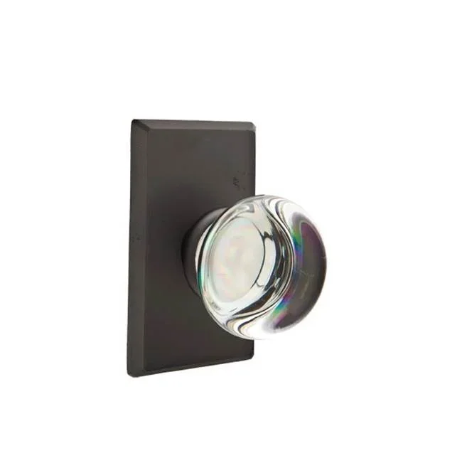 Emtek Privacy, No.3 Rosette, Providence Crystal Knob, FB