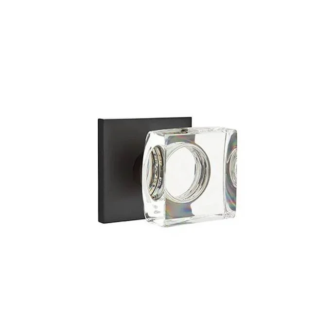 Emtek Privacy, Square Rosette, Modern Square Crystal Knob, US19