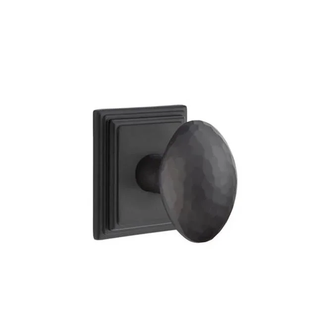 Emtek Privacy, Wilshire Rosette, Hammered Egg Knob, US19
