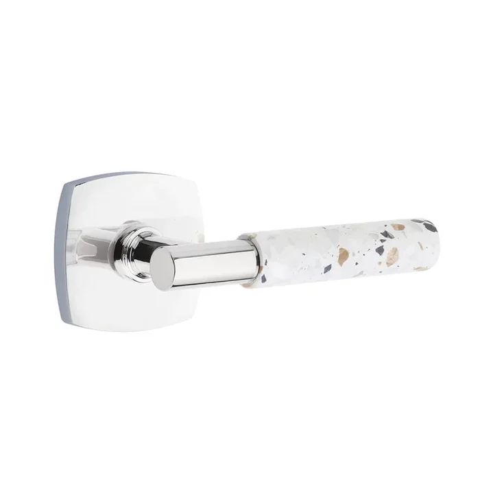 Emtek Select Dummy, Urban Modern Rosette US26, T-Bar Stem US26, Light Terrazzo Handle