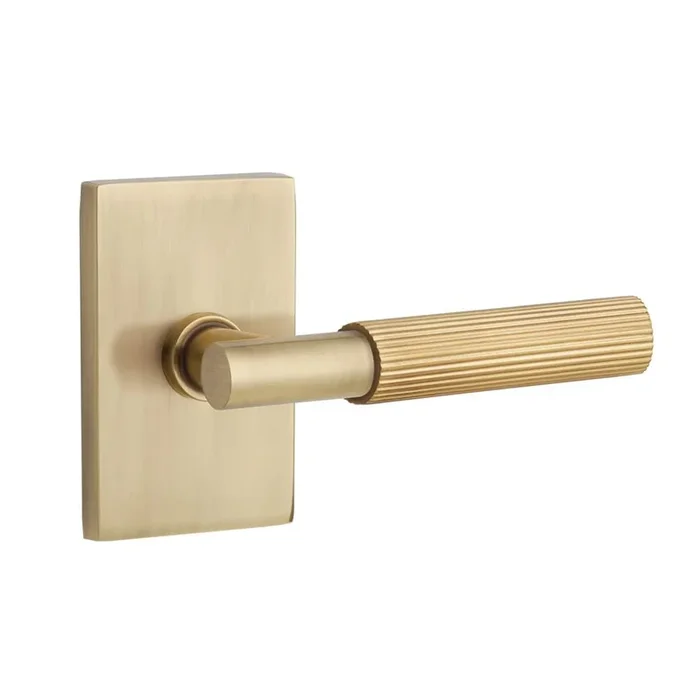 Emtek Select Passage, Modern Rectangular Rosette US7, T-Bar Stem US7, Straight Knurled Handle US7, RH