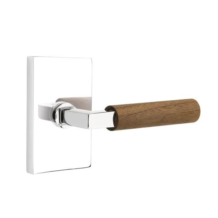 Emtek Select Privacy, Modern Rectangular Rosette US26, L-Square Stem US26, Dark Walnut Handle, LH