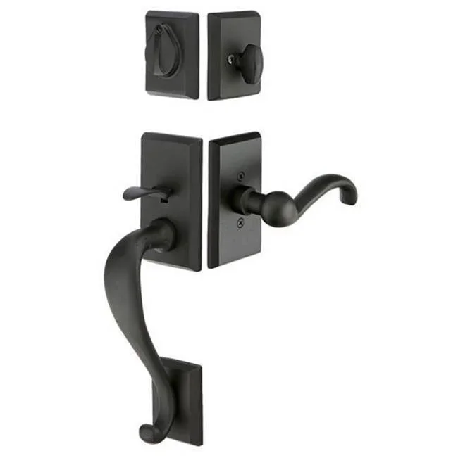 Emtek Sgl Cyl, Rectangular Sectional Tub Ent, Aurora Lever, RH, FB