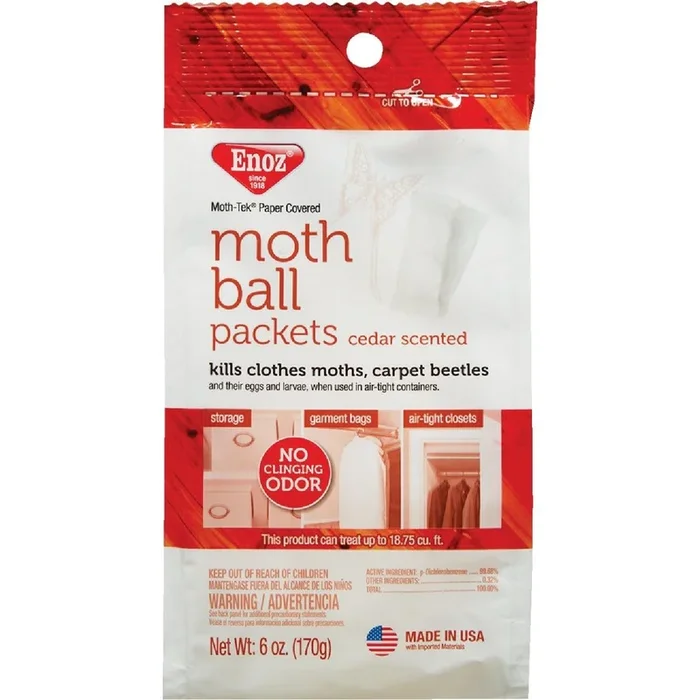 Enoz E206.6T Moth-Tek 6 Oz Coverage Paper Packets Moth Balls