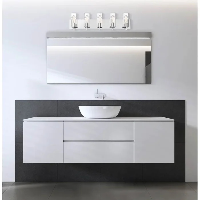 Eurofase Pista, Vanity, 5Lt, 34”, Chrome, Clear Glass