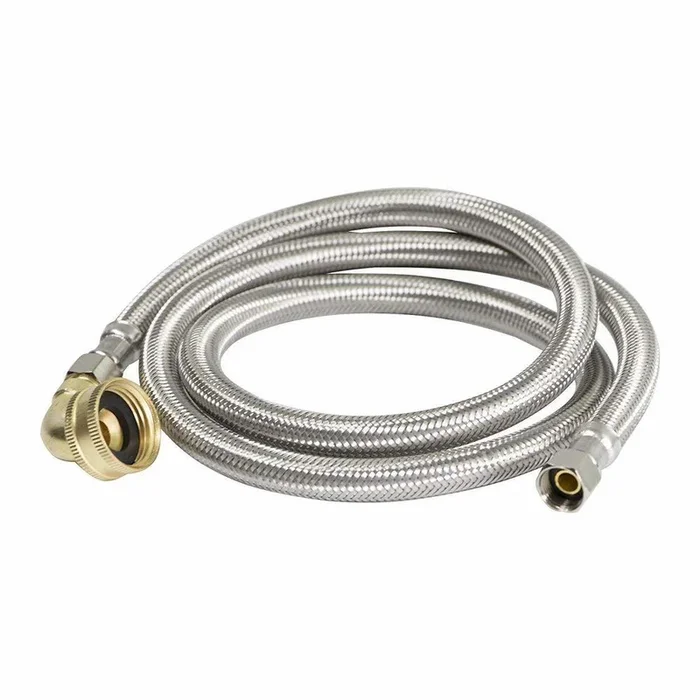 Everflow 2586 3/4 x 72 in. FIP Stainless Steel Washing Machine Hose with 90 Degree Elbow