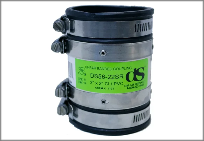 Fernco DS56-22SR ARC 2×2 PL/CI TO PL/CI Flexible Band Coupling 2 in