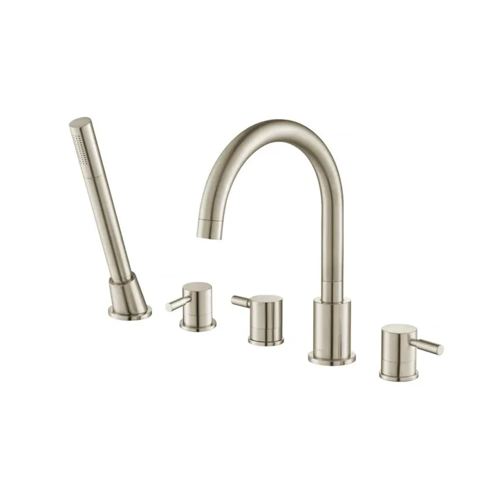 Flusso Faucets Five Hole Deck Mounted Roman Tub Faucet With Hand Shower