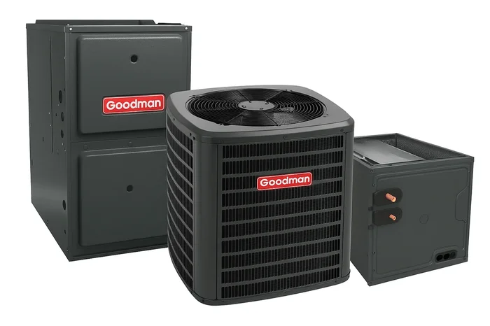 Goodman GLXS4BA4210+CAPTA4230C3+GD9T800805CX 3.5 Ton Air Conditioner, Coil System, Furnace Downflow, 14.3 SEER2 – R-32
