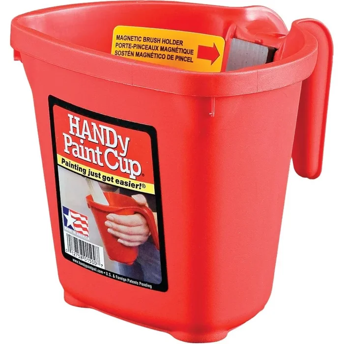 HANDy 1500 Paint Cup 1 Pt. Red Painter’s Bucket with Hand Rest and Magnetic Brush Holder