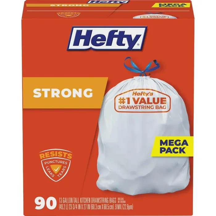 Hefty E84574 Tall Kitchen Trash Bag 13 Gal 90 Count