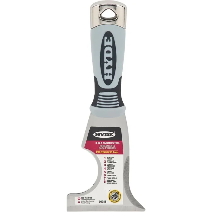Hyde 06988 Pro Stainless 8-In-1 Multi-Purpose Painter’s Tool